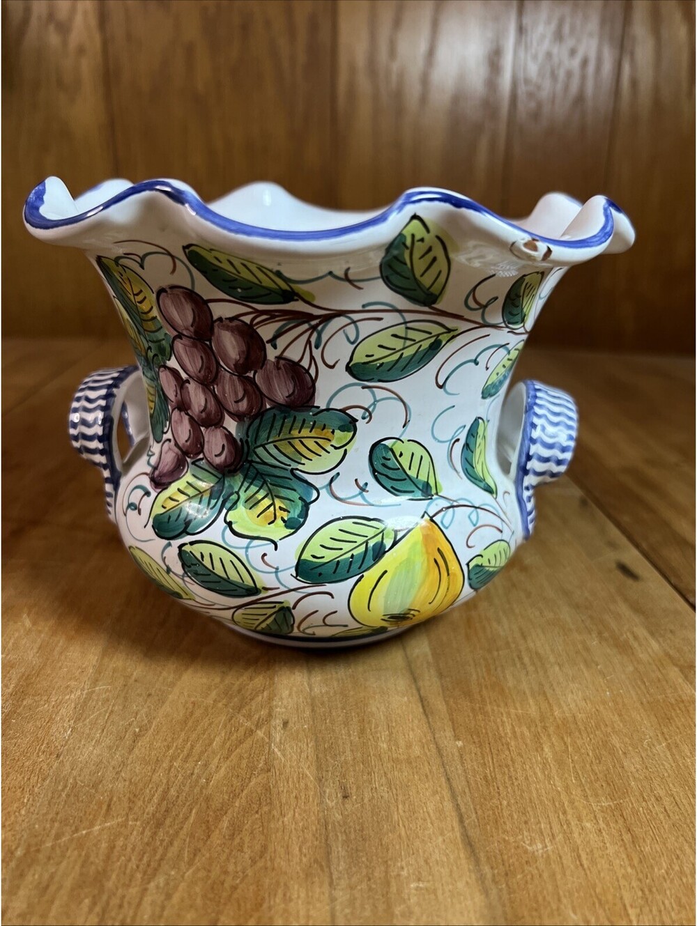 L. Pard Made in Italy Cottura Fruit Ruffled Rim Vase